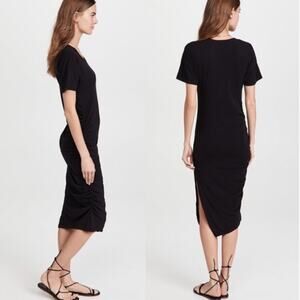 NWT Anthropologie Sundry Side Shirred Jersey Midi Dress black basic midi dress L